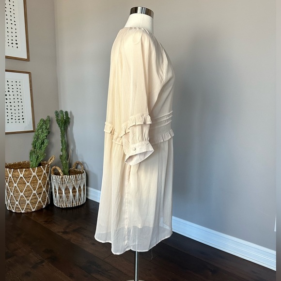 Dress: Boho Baby Doll Country Cowgirl Nashville Bachelorette Brunch Winter White - Picture 3 of 11